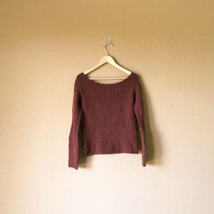 Sisley Off-the-Shoulder Burgundy Marled Sweater